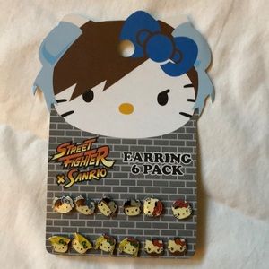 Hello Kitty x Street Fighter loungefly earrings